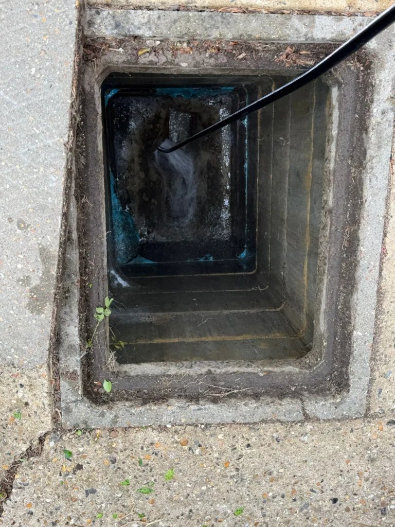Sewer drain being unblocked in Letchworth